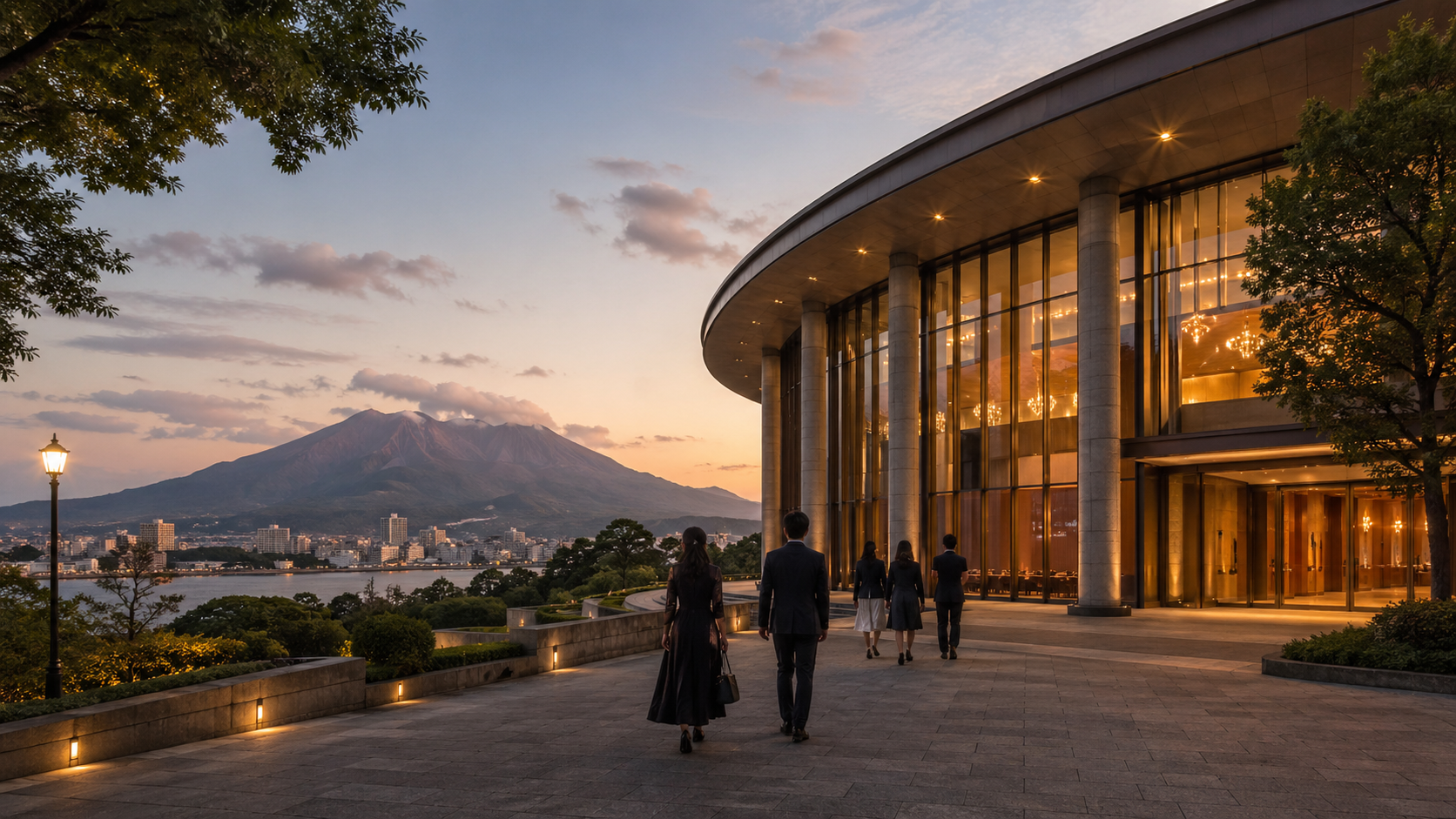 鹿児島の街並みと劇場外観をイメージしたアイキャッチ