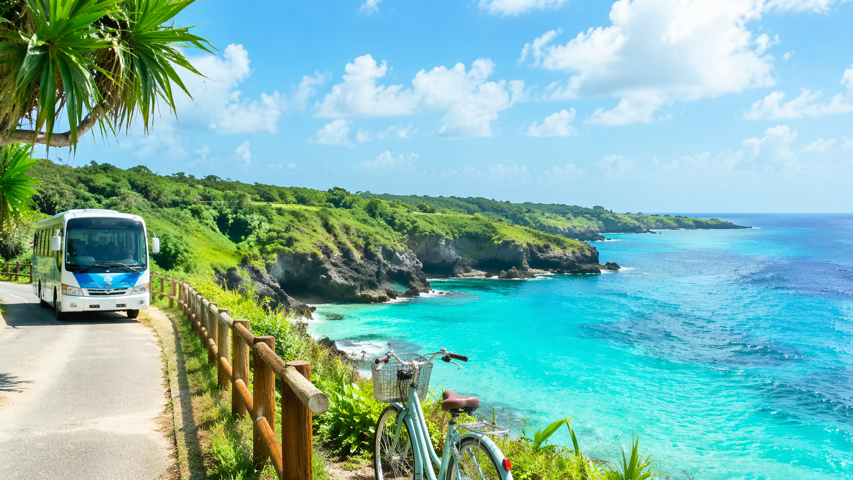 alt: 沖永良部島で車なし観光に使う公共交通のイメージ