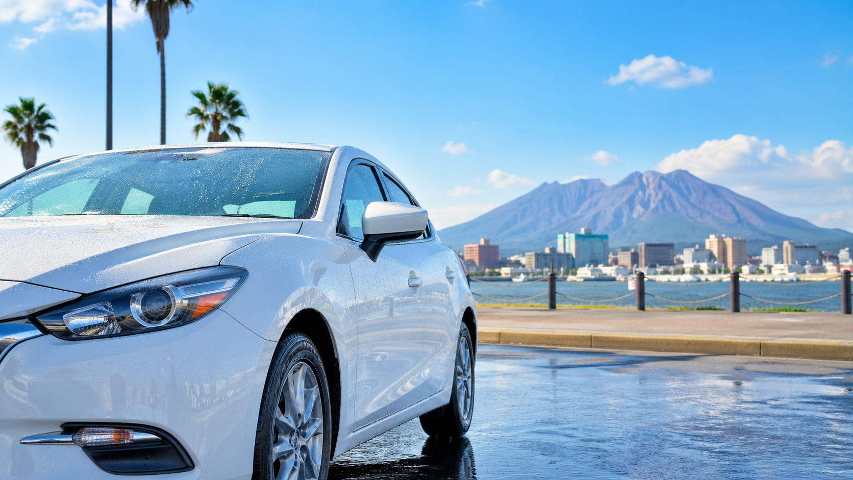 鹿児島のおすすめ洗車場で車をきれいに洗う様子