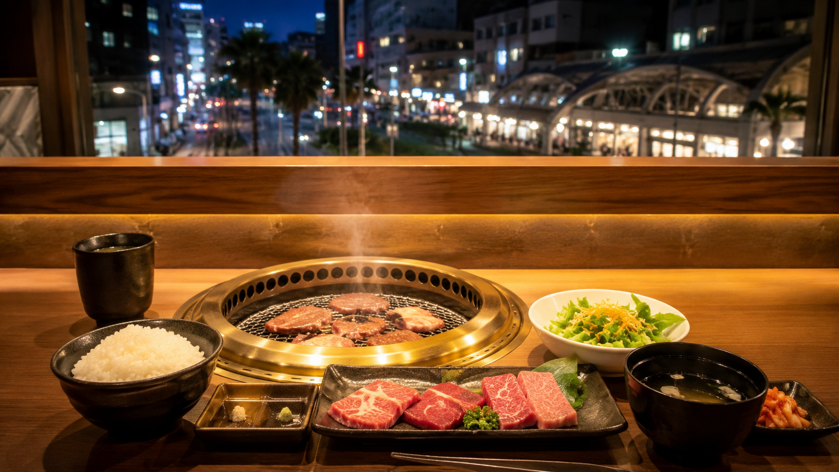 鹿児島で1人焼肉を楽しむカウンター席のイメージ