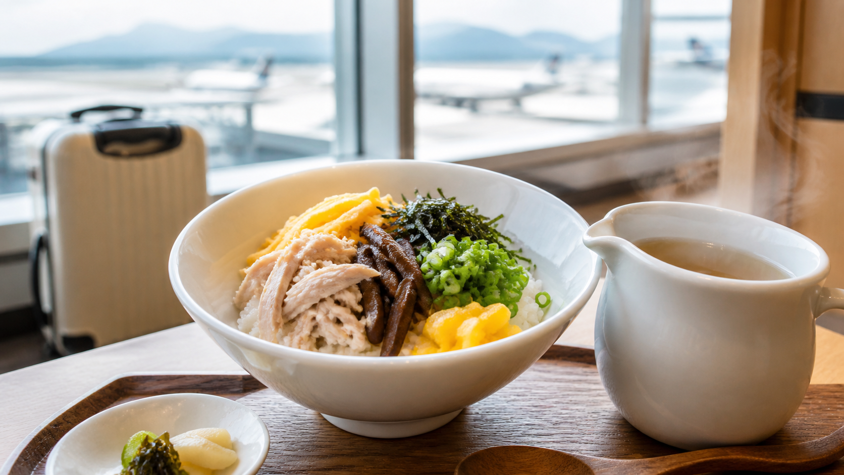 鹿児島空港の大空食堂で味わう鶏飯のイメージ