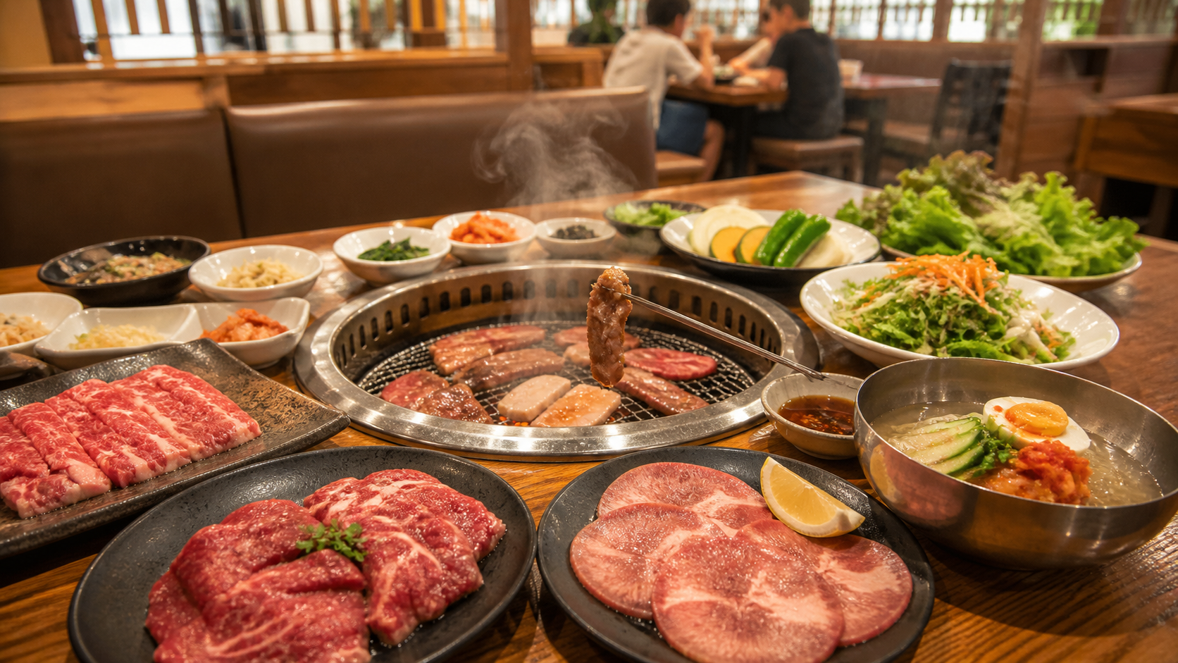 霧島の焼肉食べ放題を楽しむテーブル風景